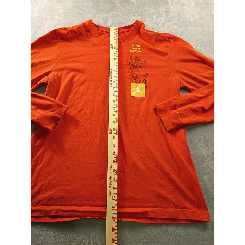 Jordan Shirt Mens Medium Orange Mind Over Matter Long Sleeve Graphic Tee Jumpman